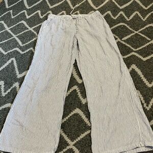 Gray and white striped linen pants from American eagle